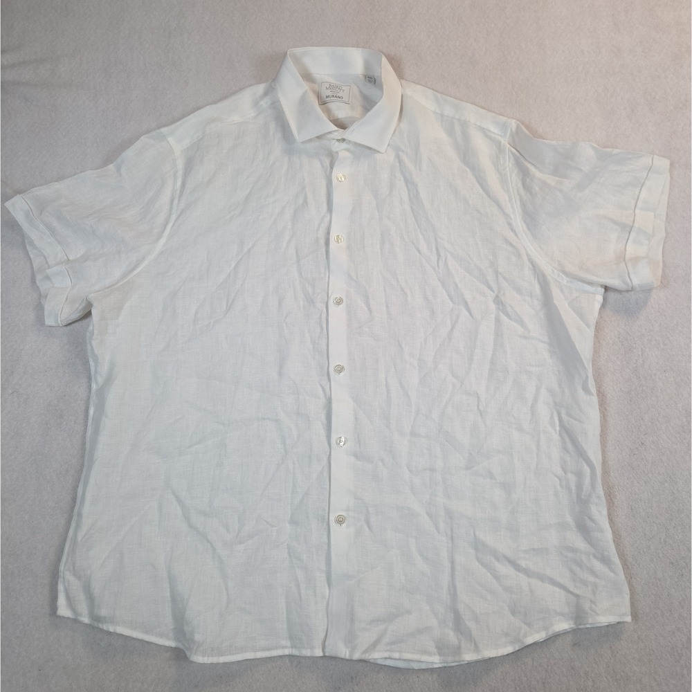 Murano Baird McNutt Shirt Mens 2XL white Linen Short Sleeve Button Up resort